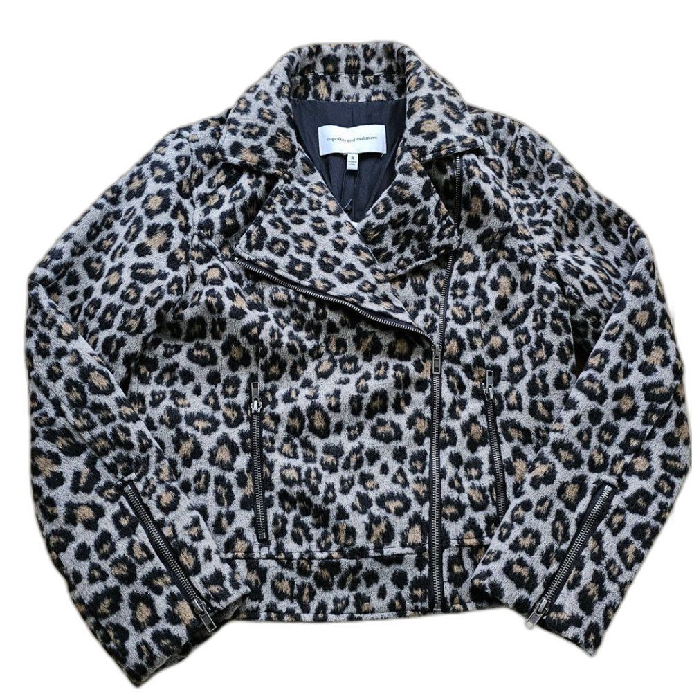 CUPCAKES & CASHMERE leopard biker moto jacket S punk rock edgy bubble grunge